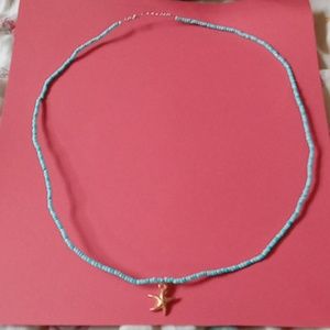 Ocean theme wire starfish charm seed bead necklace